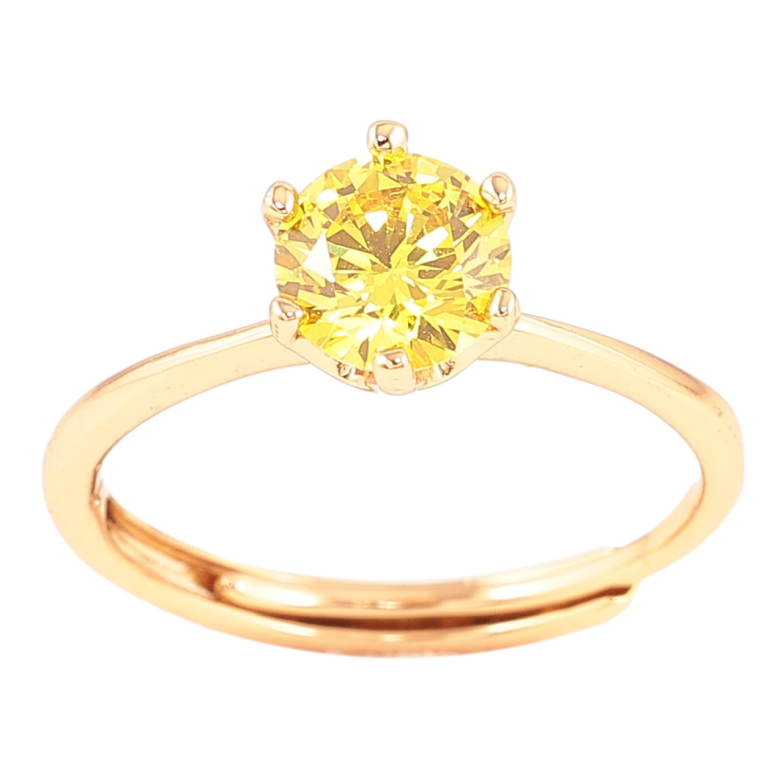Каблучка Xuping Позолота 18K «Жовтий фіаніт, ø 6мм» фото №1 Каблучка Xuping Позолота 18K «Жовтий фіаніт, ø 6мм» фото №1