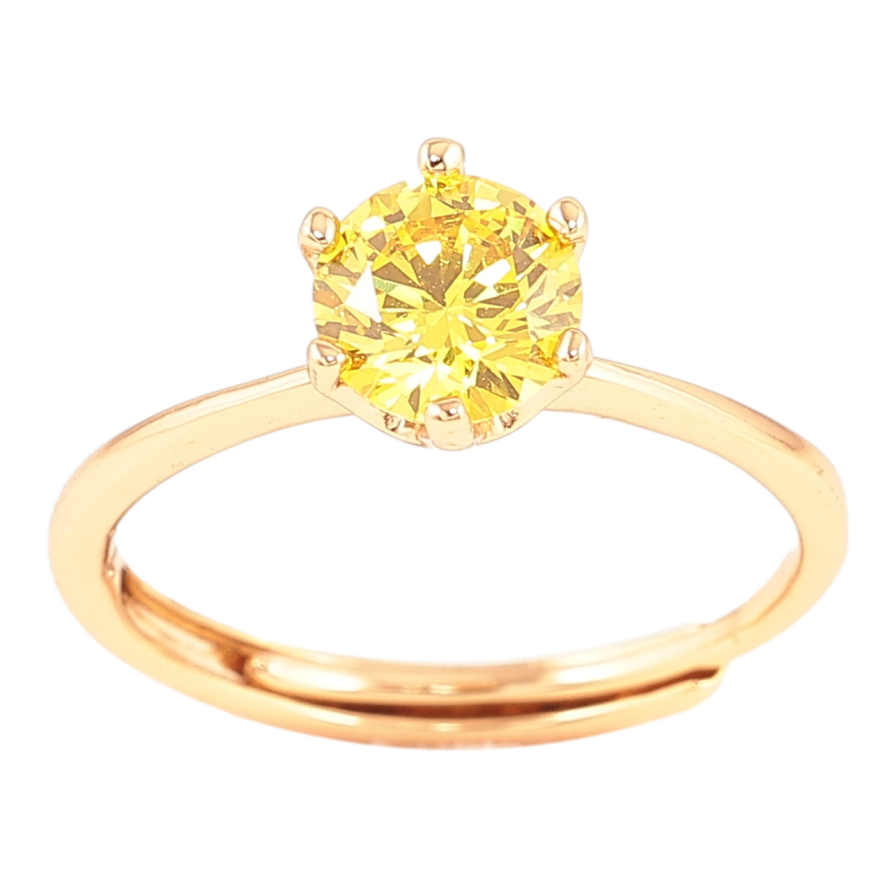 Кольцо Xuping Позолота 18K Желтый фианит, ø 6мм фото №1 Кольцо Xuping Позолота 18K Желтый фианит, ø 6мм фото №1