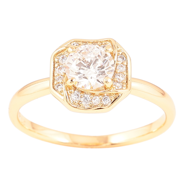 Кольцо Xuping Позолота 18K Фианит в декоративном обрамлении циркония фото №15 Кольцо Xuping Позолота 18K Фианит в декоративном обрамлении циркония фото №15