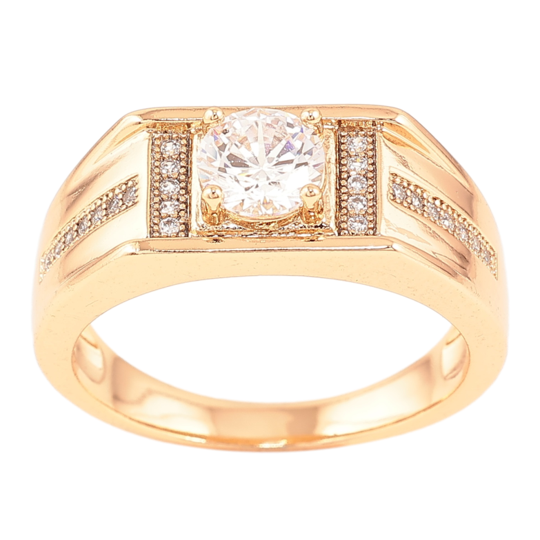 Перстень Xuping Позолота 18K Візерунок з фіанітом і доріжками цирконію» фото №7 Перстень Xuping Позолота 18K Візерунок з фіанітом і доріжками цирконію» фото №7