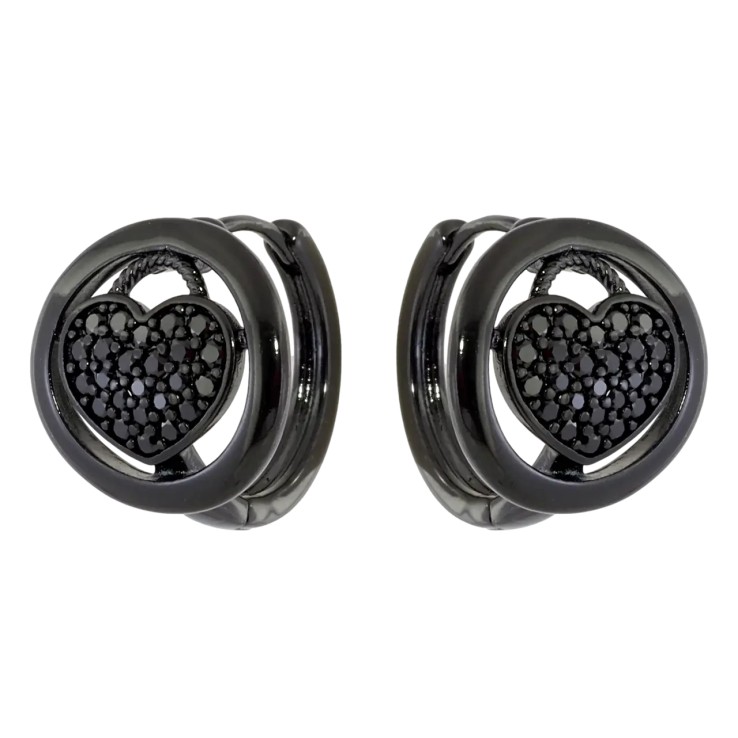 Серьги Xuping Позолота Black (черное золото) колечки Сердечки в колечках с черным цирконием фото №16 Серьги Xuping Позолота Black (черное золото) колечки Сердечки в колечках с черным цирконием фото №16