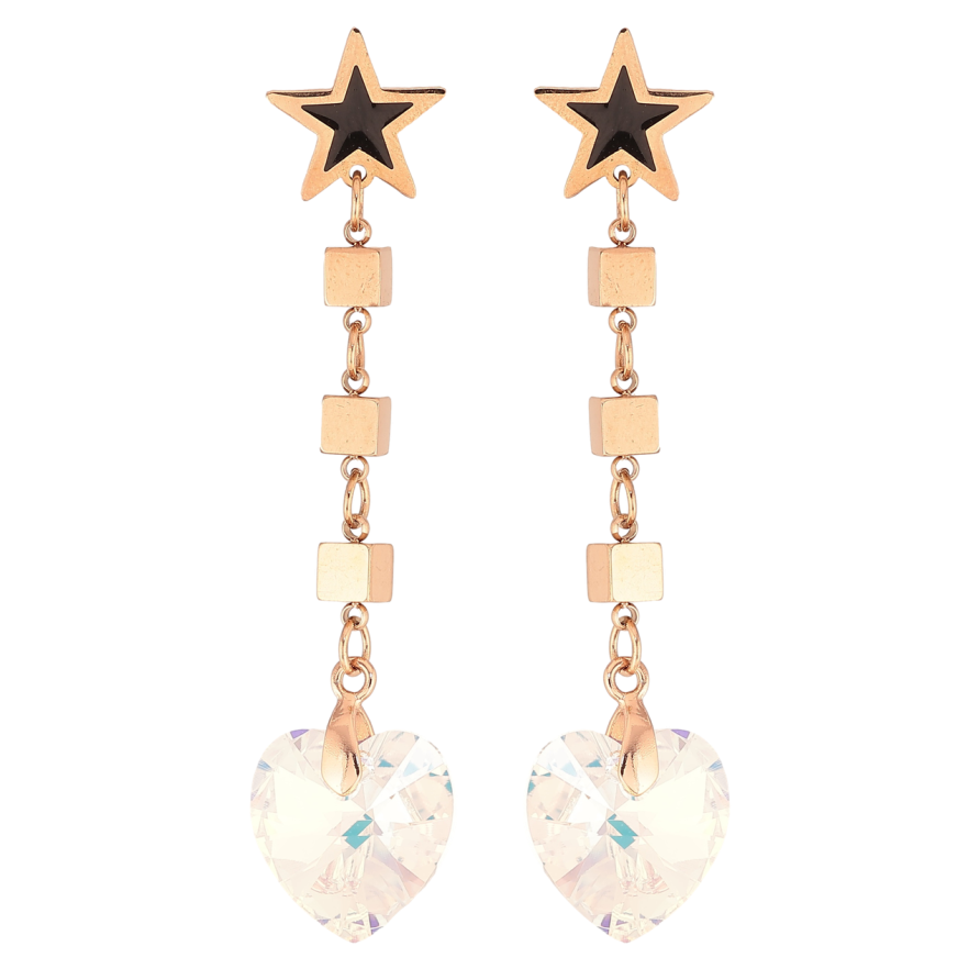 Сережки Xuping колір РВ з кристалами Swarovski пусеты «Підвіски з сердечками Shimmer» фото №1 Сережки Xuping колір РВ з кристалами Swarovski пусеты «Підвіски з сердечками Shimmer» фото №1