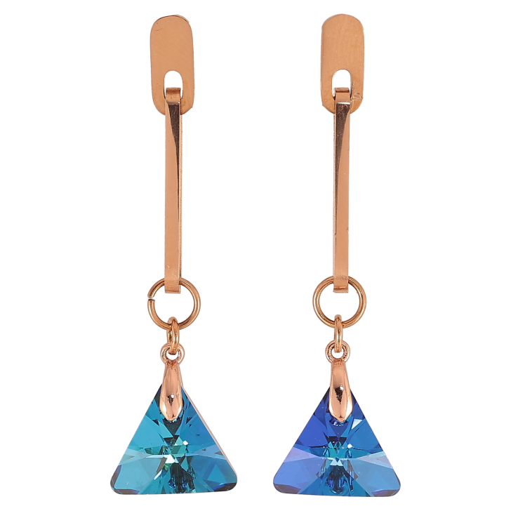 Сережки Xuping колір РВ з кристалами Swarovski пусеты «Підвіски з кристалами Metallic Blue» фото №7