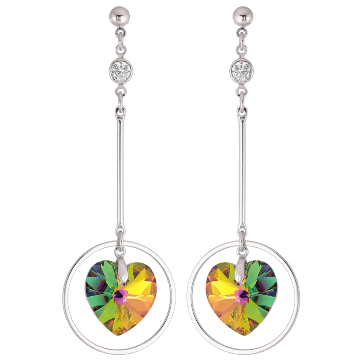 Сережки Xuping колір Родій з кристалами Swarovski пусеты «Підвіски з кришталевими сердечками Vitrail Medium» фото №5 Сережки Xuping колір Родій з кристалами Swarovski пусеты «Підвіски з кришталевими сердечками Vitrail Medium» фото №5