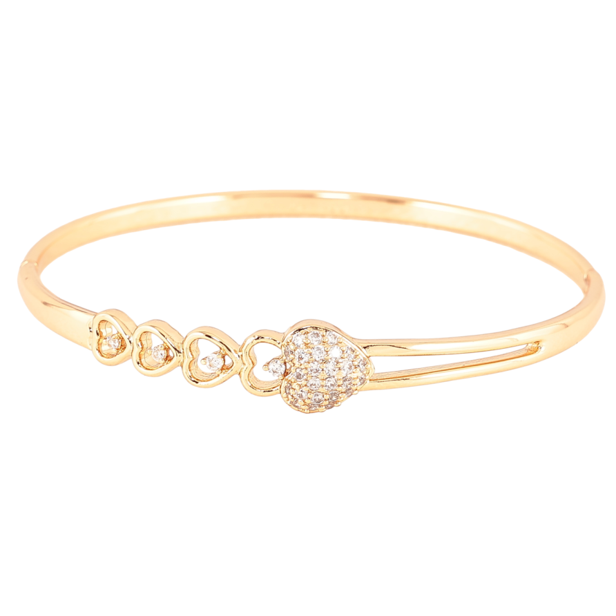 Браслет Xuping Позолота 18K «Сердечка з цирконієм» ø 6см фото №1 Браслет Xuping Позолота 18K «Сердечка з цирконієм» ø 6см фото №1