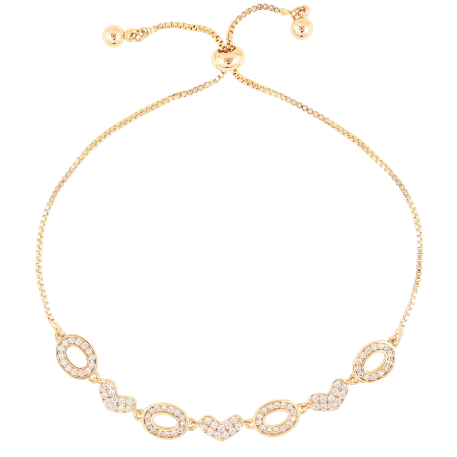 Браслет Xuping Позолота 18K Цепочка с вставкой из сердечек и овалов на бегунке 12-24см х 1мм фото №1 Браслет Xuping Позолота 18K Цепочка с вставкой из сердечек и овалов на бегунке 12-24см х 1мм фото №1