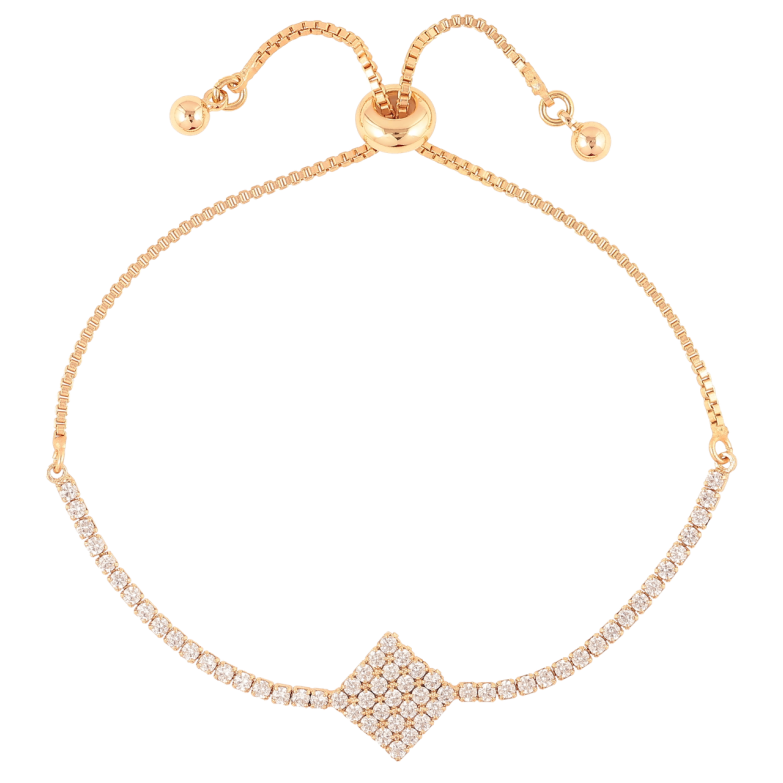 Браслет Xuping Позолота 18K  «Доріжка цирконію з ромбом» на бігунку 12-20см х 1мм фото №4