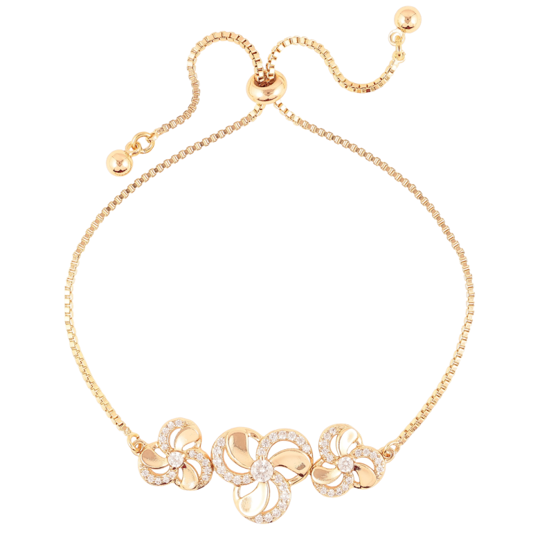 Браслет Xuping Позолота 18K Цветочки с цирконием на бегунке 12-23см х 1мм фото №3