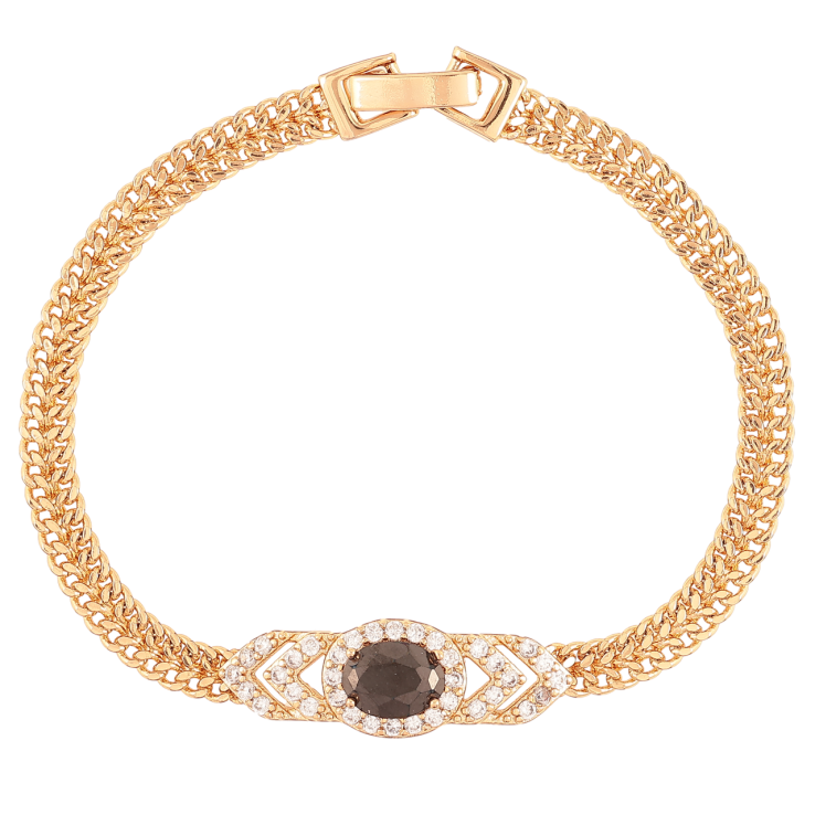 Браслет Xuping Позолота 18K «Ланцюжок зі вставкою з цирконію та чорного фіаніту» розмір 17.5см х 5мм фото №22