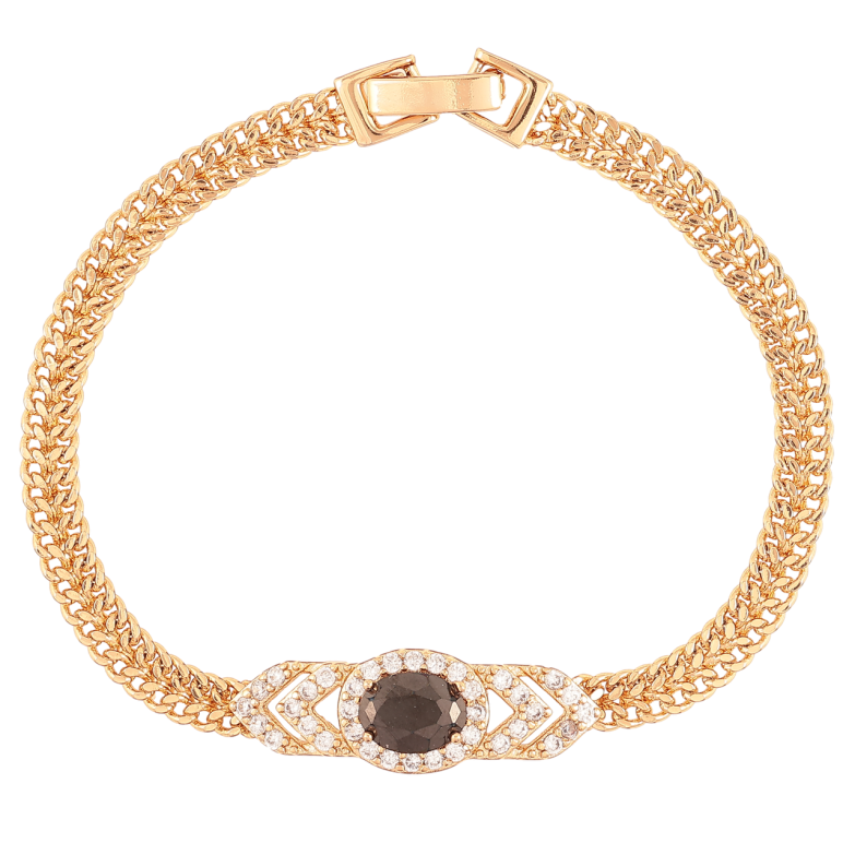 Браслет Xuping Позолота 18K «Ланцюжок зі вставкою з цирконію та чорного фіаніту» розмір 17.5см х 5мм фото №1 Браслет Xuping Позолота 18K «Ланцюжок зі вставкою з цирконію та чорного фіаніту» розмір 17.5см х 5мм фото №1