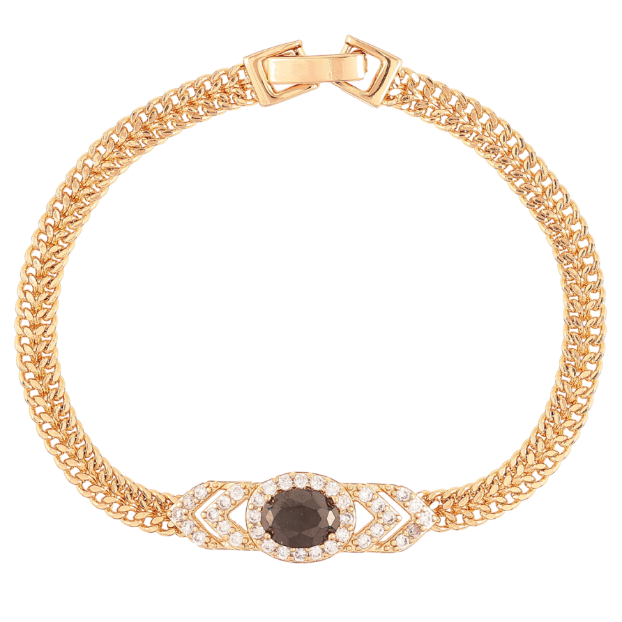 Браслет Xuping Позолота 18K Цепочка с вставкой из циркония и черного фианита размер 17.5см х 5мм фото №1 Браслет Xuping Позолота 18K Цепочка с вставкой из циркония и черного фианита размер 17.5см х 5мм фото №1
