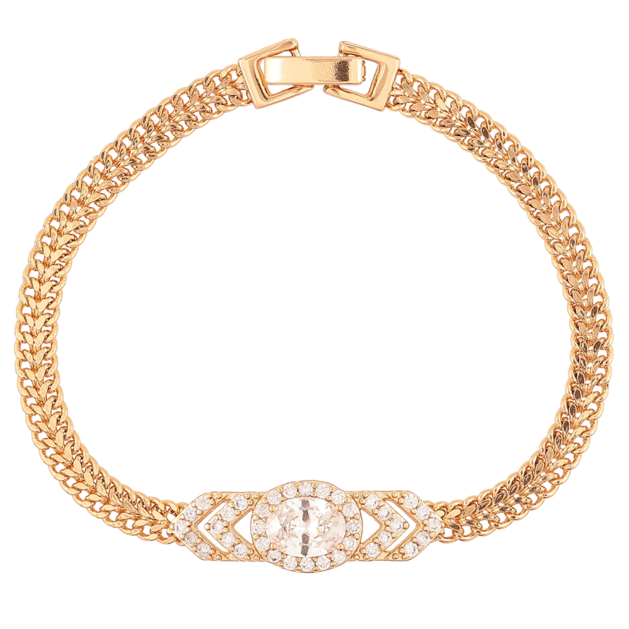 Браслет Xuping Позолота 18K «Ланцюжок зі вставкою з цирконію та фіаніту» розмір 17.5см х 5мм фото №1 Браслет Xuping Позолота 18K «Ланцюжок зі вставкою з цирконію та фіаніту» розмір 17.5см х 5мм фото №1
