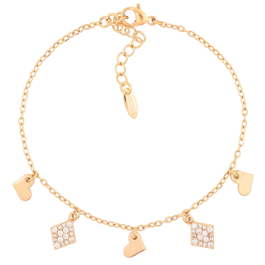 Браслет Xuping Позолота 18K Якорное плетение с подвесками размер с доп. цепочкой 17-20см х 1.5мм фото №1 Браслет Xuping Позолота 18K Якорное плетение с подвесками размер с доп. цепочкой 17-20см х 1.5мм фото №1