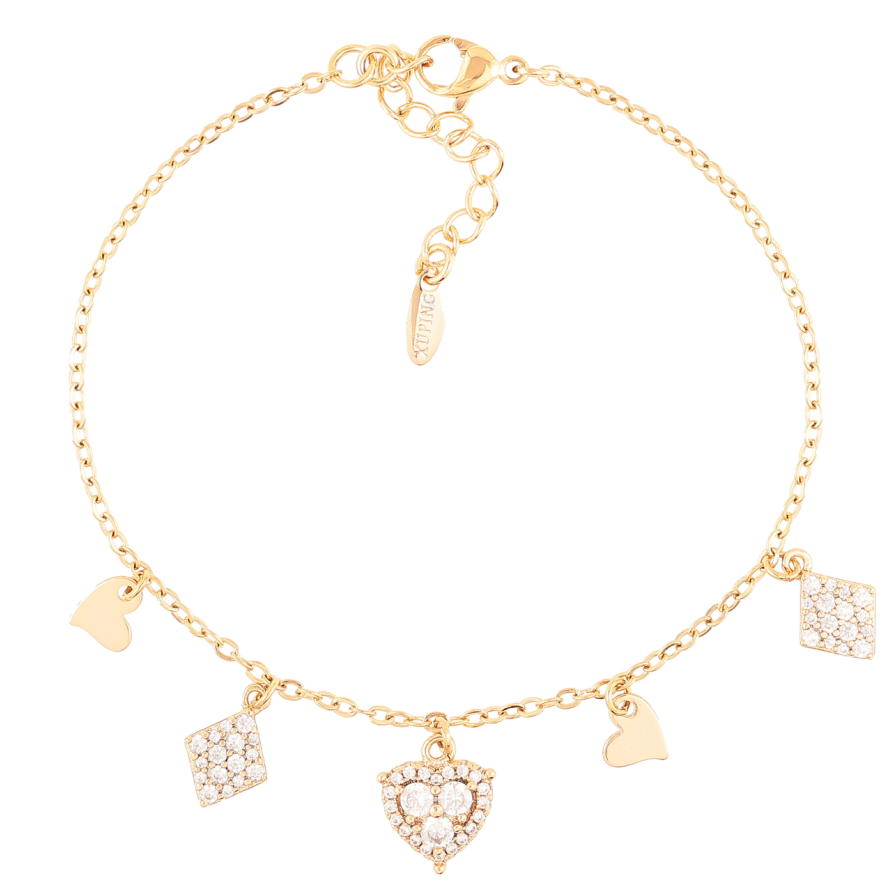 Браслет Xuping Позолота 18K Якорное плетение с подвесками размер с доп. цепочкой 17-20.5см х 1.5мм фото №1 Браслет Xuping Позолота 18K Якорное плетение с подвесками размер с доп. цепочкой 17-20.5см х 1.5мм фото №1