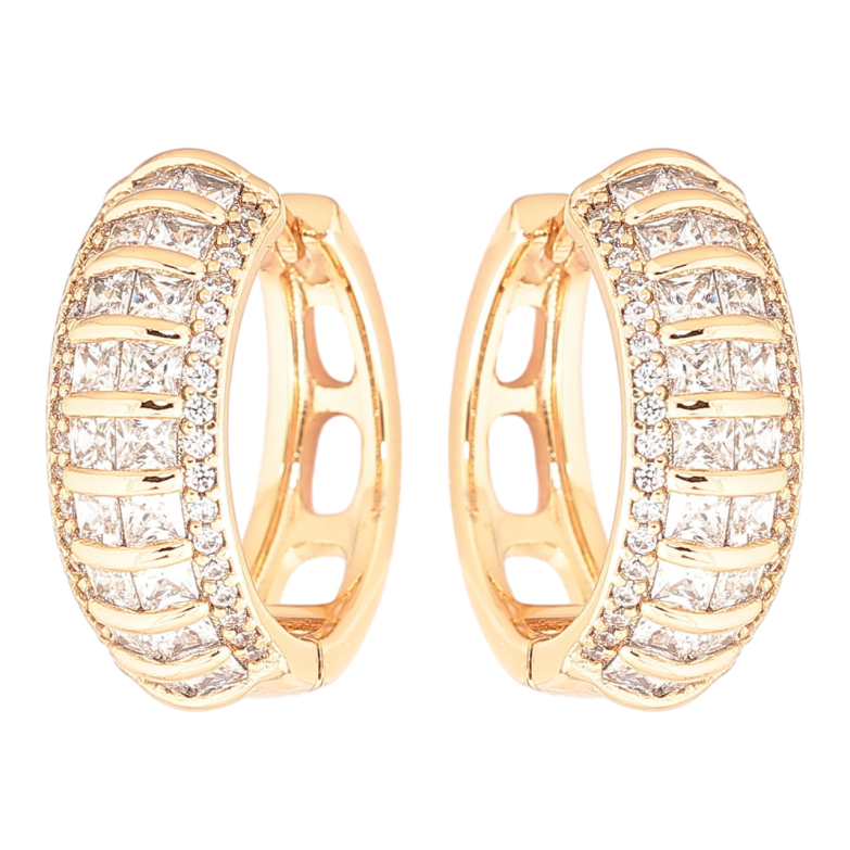 Серьги Xuping Позолота 18K колечки Инкрустация цирконием фото №2 Серьги Xuping Позолота 18K колечки Инкрустация цирконием фото №2
