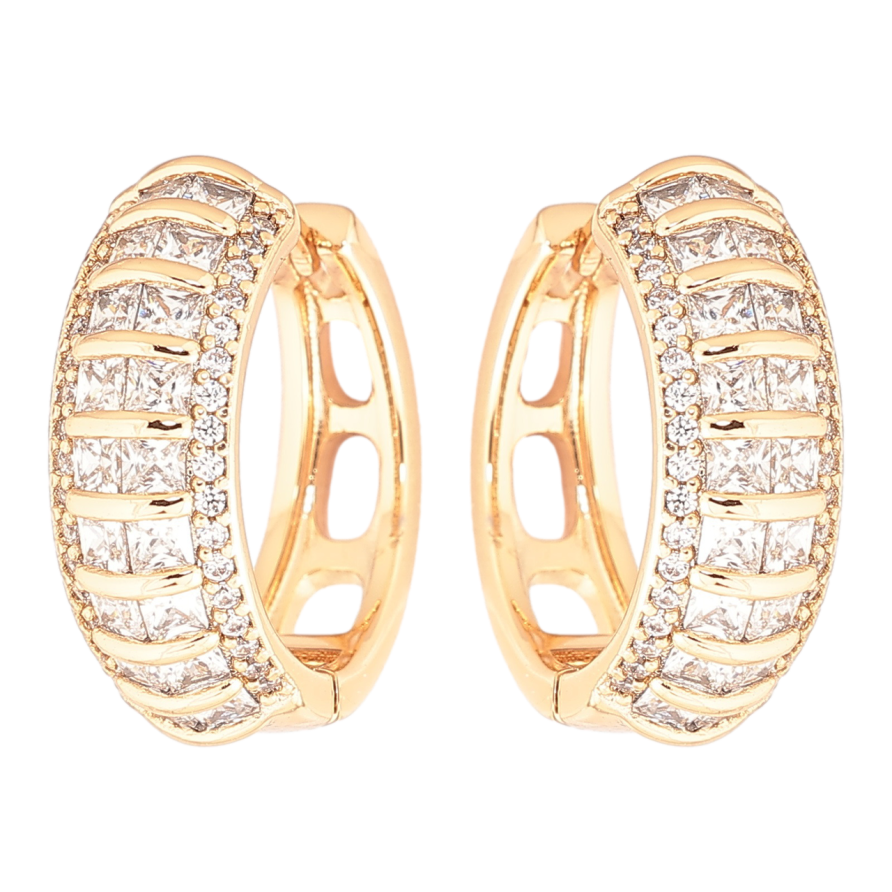 Серьги Xuping Позолота 18K колечки Инкрустация цирконием фото №1 Серьги Xuping Позолота 18K колечки Инкрустация цирконием фото №1