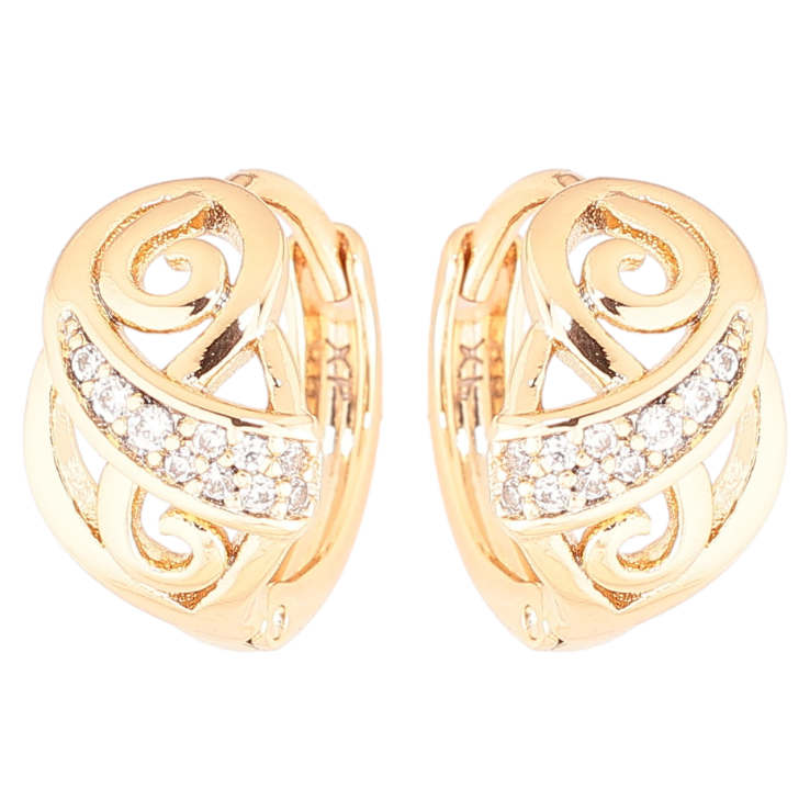 Серьги Xuping Позолота 18K колечки Вензельный узор с цирконием фото №19 Серьги Xuping Позолота 18K колечки Вензельный узор с цирконием фото №19