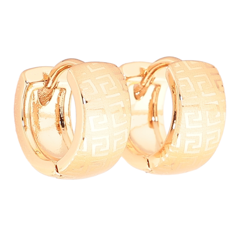 Серьги Xuping Позолота 18K колечки Греческий узор напылением фото №2 Серьги Xuping Позолота 18K колечки Греческий узор напылением фото №2