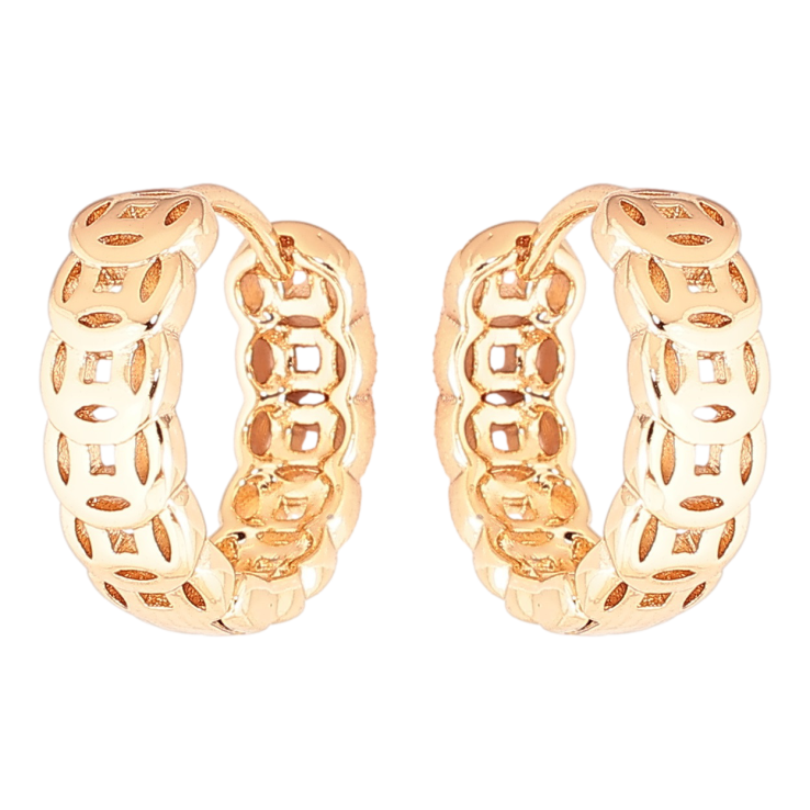 Серьги Xuping Позолота 18K колечки Резной узор фото №2 Серьги Xuping Позолота 18K колечки Резной узор фото №2