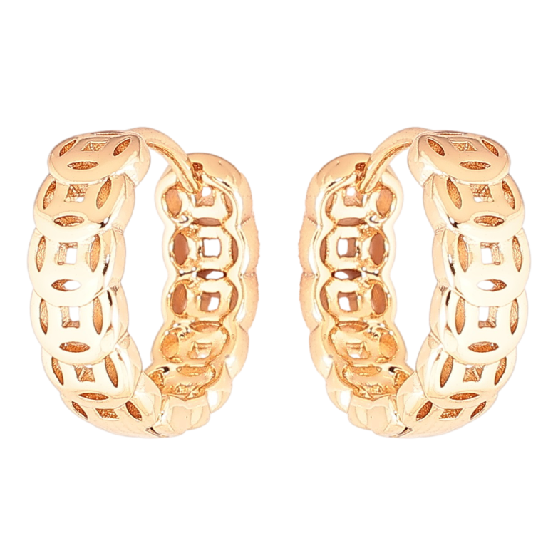 Серьги Xuping Позолота 18K колечки Резной узор фото №1 Серьги Xuping Позолота 18K колечки Резной узор фото №1