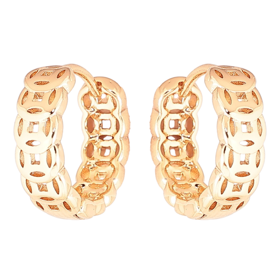 Серьги Xuping Позолота 18K колечки Резной узор фото №1 Серьги Xuping Позолота 18K колечки Резной узор фото №1