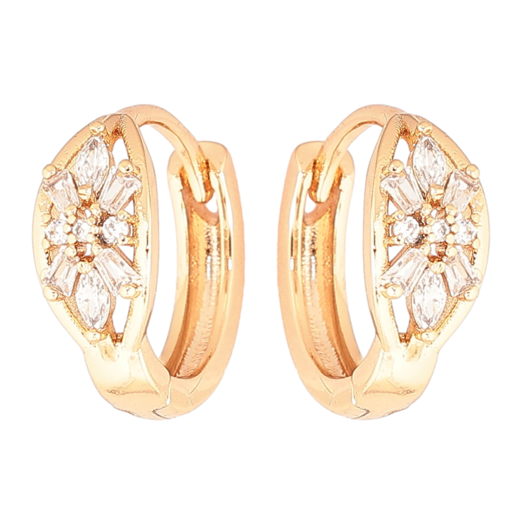 Серьги Xuping Позолота 18K колечки Кристальные цветочки фото №6 Серьги Xuping Позолота 18K колечки Кристальные цветочки фото №6