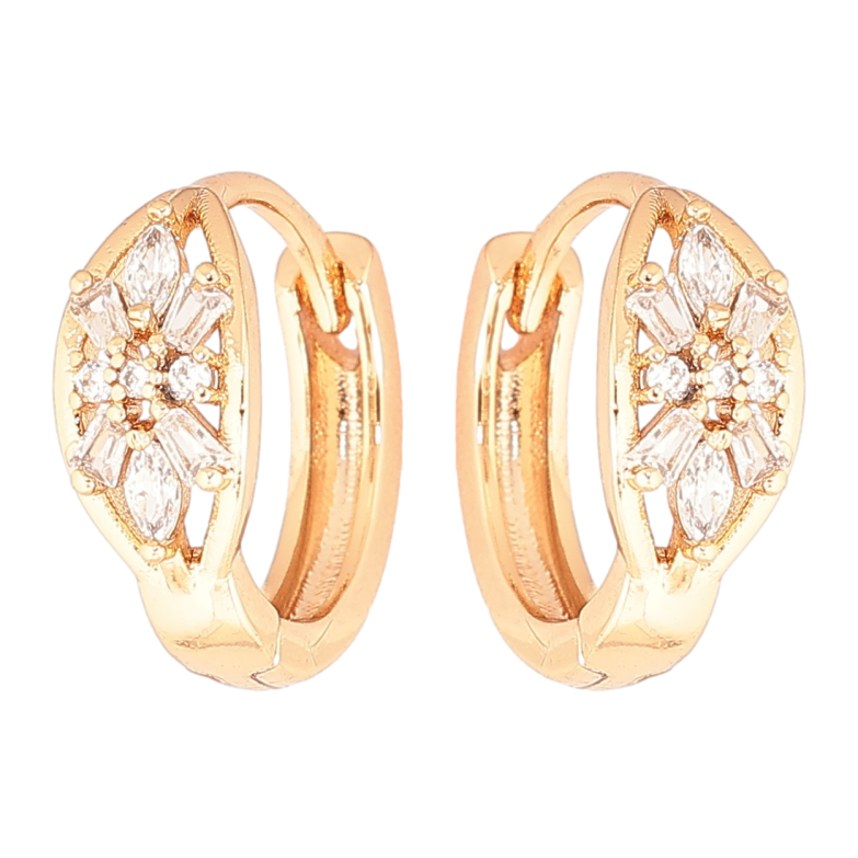 Серьги Xuping Позолота 18K колечки Кристальные цветочки фото №1 Серьги Xuping Позолота 18K колечки Кристальные цветочки фото №1