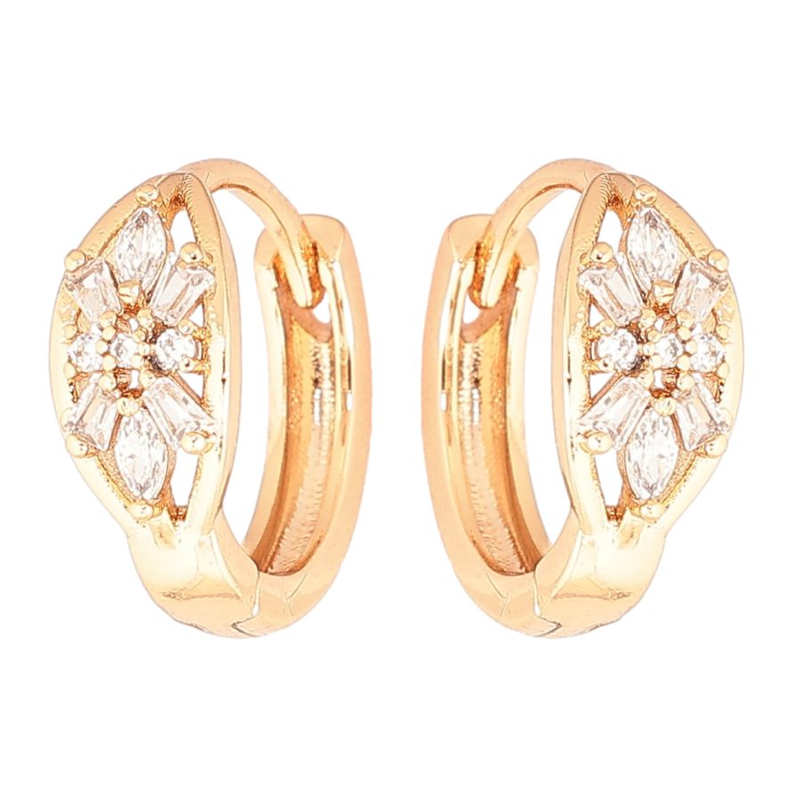 Серьги Xuping Позолота 18K колечки Кристальные цветочки фото №1 Серьги Xuping Позолота 18K колечки Кристальные цветочки фото №1