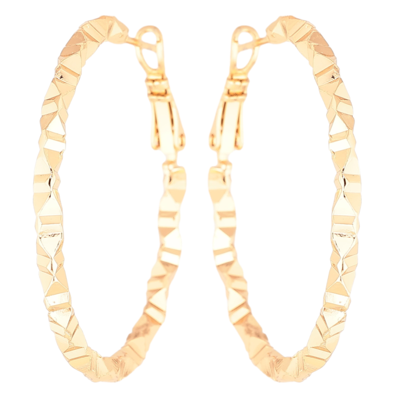 Сережки Xuping Позолота 18K кільця (конго) «Декоративний візерунок» ø 4см фото №4