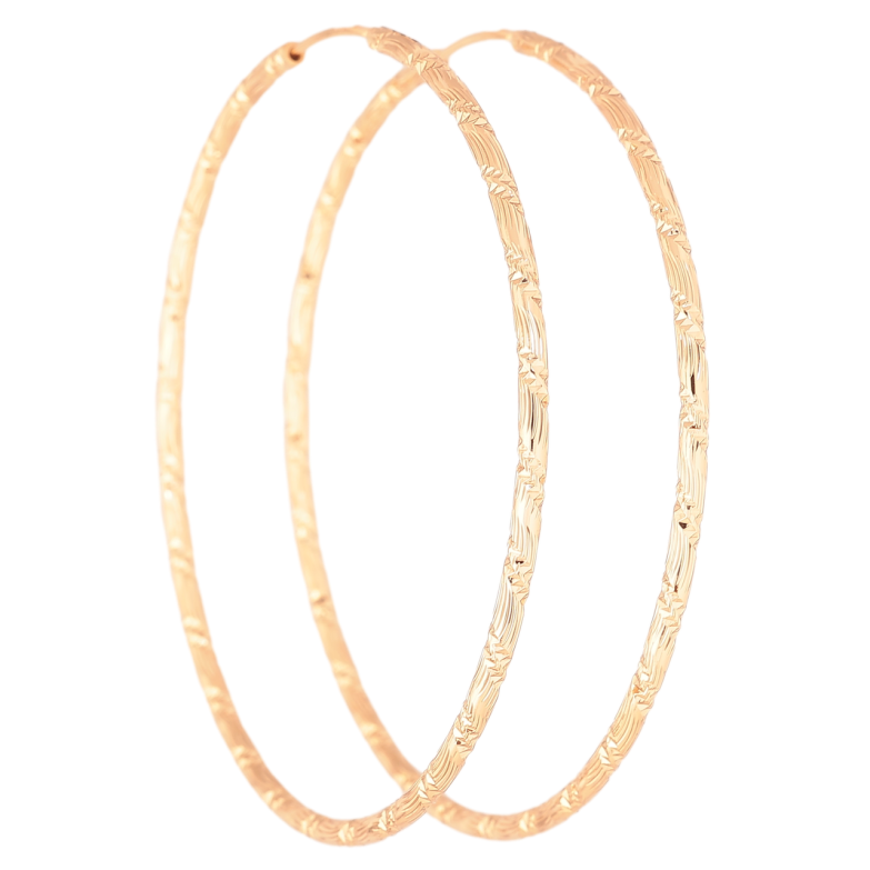 Сережки Xuping Позолота 18K кільця (конго) «Декоративний візерунок насічками» ø 6.2см фото №3 Сережки Xuping Позолота 18K кільця (конго) «Декоративний візерунок насічками» ø 6.2см фото №3