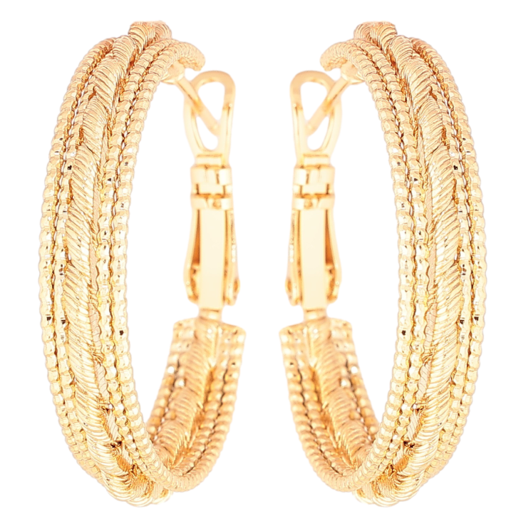Серьги Xuping Позолота 18K кольца (конго) Декоративный узор ø 3см фото №8
