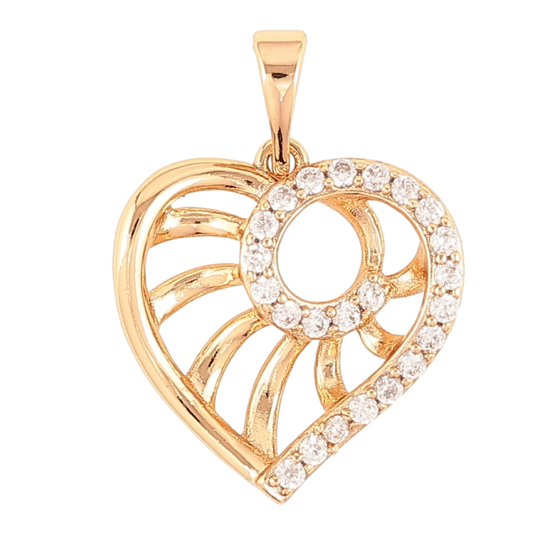 Кулон Xuping Позолота 18K «Сердечко з різьбленим візерунком і цирконієм» для ланцюжка до 5мм фото №7 Кулон Xuping Позолота 18K «Сердечко з різьбленим візерунком і цирконієм» для ланцюжка до 5мм фото №7