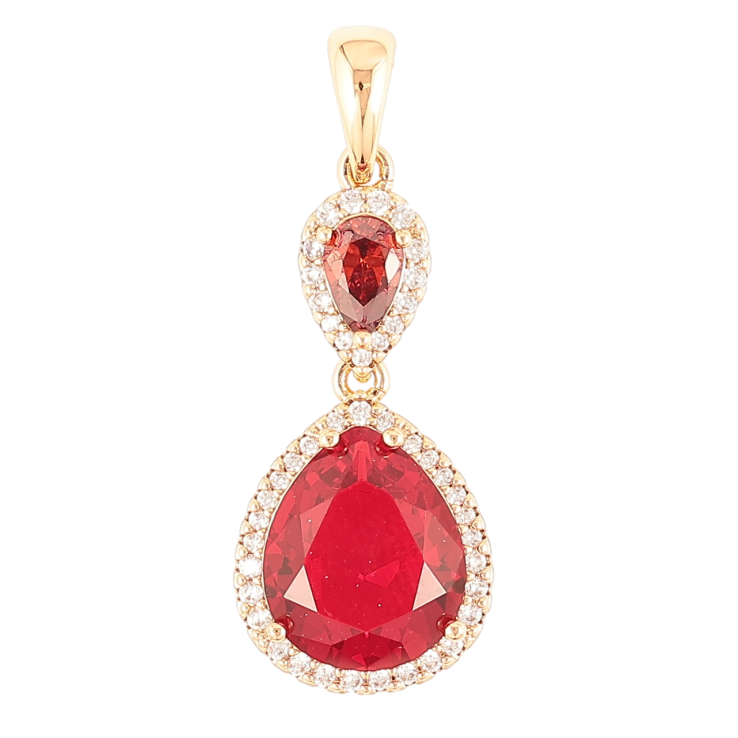 Кулон Xuping Позолота 18K Каплевидные красные фианиты в обрамлении циркония для цепочки до 4мм фото №16 Кулон Xuping Позолота 18K Каплевидные красные фианиты в обрамлении циркония для цепочки до 4мм фото №16