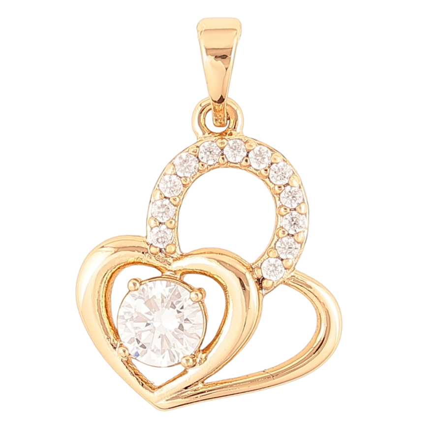 Кулон Xuping Позолота 18K «Сердечка з фіанітом і цирконієм» для ланцюжка до 5мм фото №1