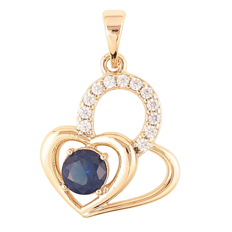 Кулон Xuping Позолота 18K «Сердечка з синім фіанітом і цирконієм» для ланцюжка до 5мм фото №2 Кулон Xuping Позолота 18K «Сердечка з синім фіанітом і цирконієм» для ланцюжка до 5мм фото №2