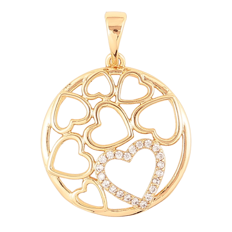 Кулон Xuping Позолота 18K Колечко с сердечками и цирконием для цепочки до 5мм фото №1 Кулон Xuping Позолота 18K Колечко с сердечками и цирконием для цепочки до 5мм фото №1