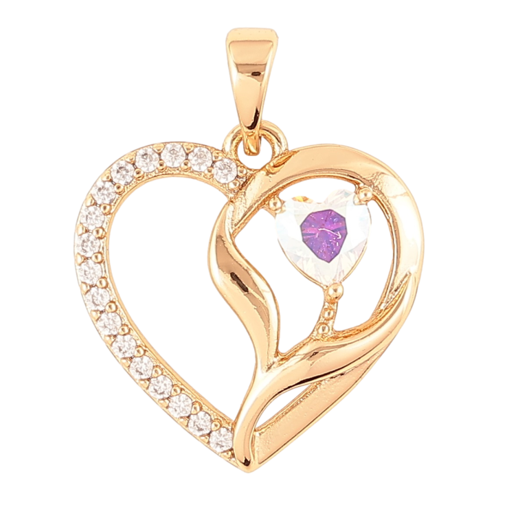 Кулон Xuping Позолота 18K «Сердечко з цирконієм і райдужним фіанітом» для ланцюжка до 5мм фото №12 Кулон Xuping Позолота 18K «Сердечко з цирконієм і райдужним фіанітом» для ланцюжка до 5мм фото №12
