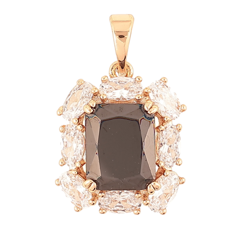 Кулон Xuping Позолота 18K «Чорний фіаніт в обрамленні цирконію» для ланцюжка до 5мм фото №2 Кулон Xuping Позолота 18K «Чорний фіаніт в обрамленні цирконію» для ланцюжка до 5мм фото №2