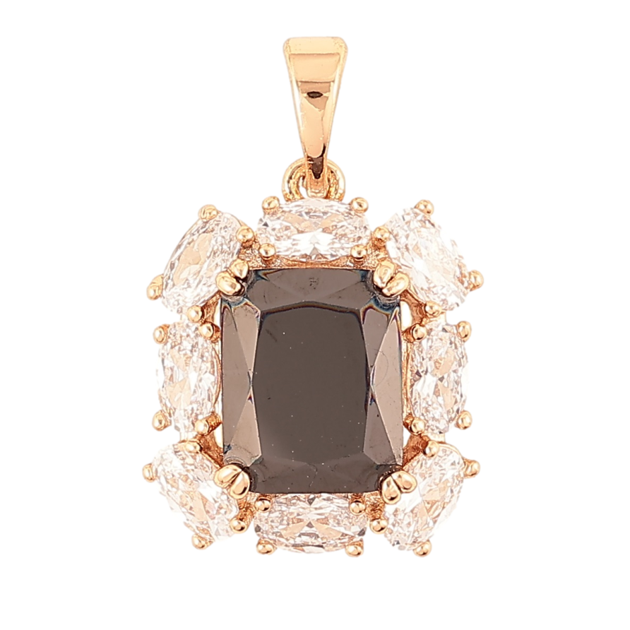 Кулон Xuping Позолота 18K Черный фианит в обрамлении циркония для цепочки до 5мм фото №1 Кулон Xuping Позолота 18K Черный фианит в обрамлении циркония для цепочки до 5мм фото №1
