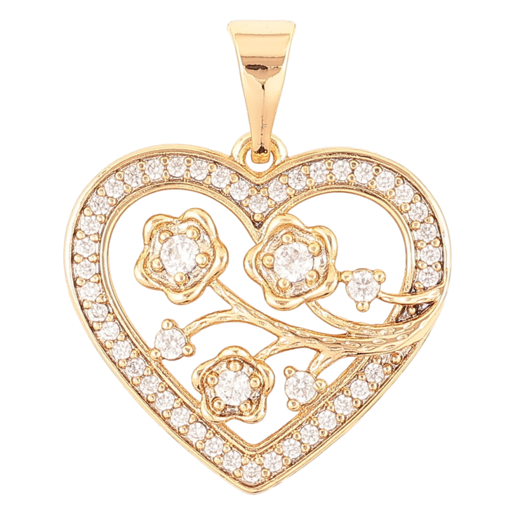 Кулон Xuping Позолота 18K «Сердечко з квітковим візерунком і цирконієм» для ланцюжка до 7мм фото №13 Кулон Xuping Позолота 18K «Сердечко з квітковим візерунком і цирконієм» для ланцюжка до 7мм фото №13