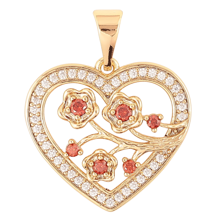 Кулон Xuping Позолота 18K «Сердечко з квітковим візерунком і біло-червоним цирконієм» для ланцюжка до 7мм фото №14 Кулон Xuping Позолота 18K «Сердечко з квітковим візерунком і біло-червоним цирконієм» для ланцюжка до 7мм фото №14