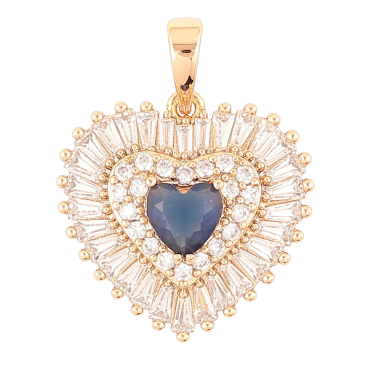 Кулон Xuping Позолота 18K «Сердечко з інкрустацією цирконієм і синім фіанітом» для ланцюжка до 6мм фото №6 Кулон Xuping Позолота 18K «Сердечко з інкрустацією цирконієм і синім фіанітом» для ланцюжка до 6мм фото №6