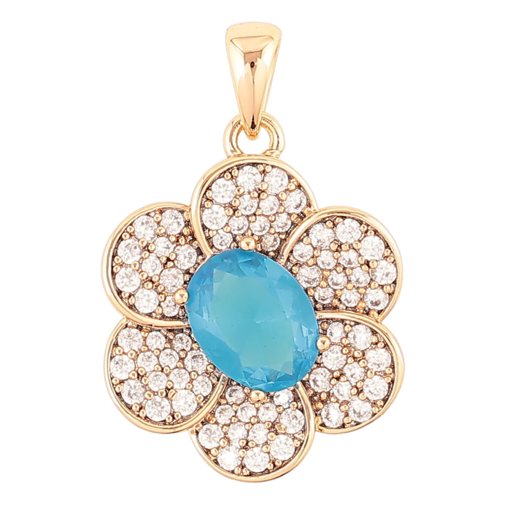 Кулон Xuping Позолота 18K «Квітка з інкрустацією цирконієм і блакитним фіанітом» для ланцюжка до 4мм фото №20 Кулон Xuping Позолота 18K «Квітка з інкрустацією цирконієм і блакитним фіанітом» для ланцюжка до 4мм фото №20