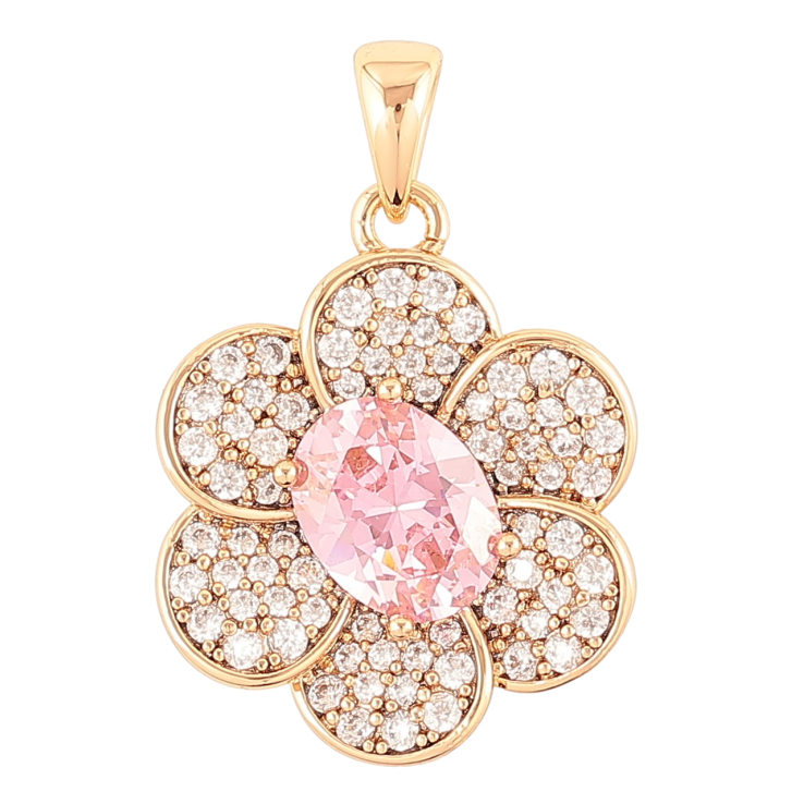 Кулон Xuping Позолота 18K «Квітка з інкрустацією цирконієм і рожевим фіанітом» для ланцюжка до 4мм фото №19 Кулон Xuping Позолота 18K «Квітка з інкрустацією цирконієм і рожевим фіанітом» для ланцюжка до 4мм фото №19