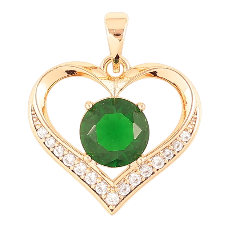 Кулон Xuping Позолота 18K Сердечко с зеленым фианитом и цирконием для цепочки до 5мм фото №7 Кулон Xuping Позолота 18K Сердечко с зеленым фианитом и цирконием для цепочки до 5мм фото №7