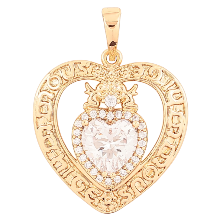 Кулон Xuping Позолота 18K «Сердечко з Янголятами та кришталевим серцем» для ланцюжка до 6мм фото №9 Кулон Xuping Позолота 18K «Сердечко з Янголятами та кришталевим серцем» для ланцюжка до 6мм фото №9