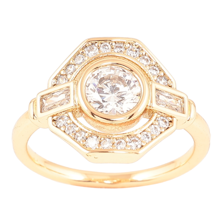 Каблучка Xuping Позолота 18K «Шестигранник з інкрустацією цирконієм» фото №13 Каблучка Xuping Позолота 18K «Шестигранник з інкрустацією цирконієм» фото №13