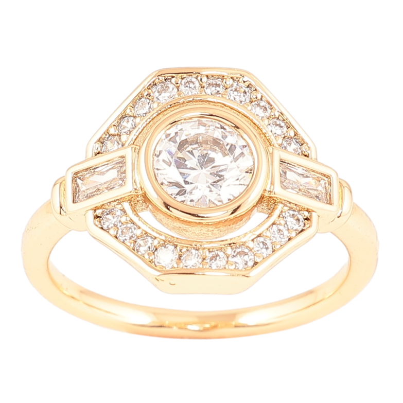 Кольцо Xuping Позолота 18K Шестигранник с инкрустацией цирконием фото №1 Кольцо Xuping Позолота 18K Шестигранник с инкрустацией цирконием фото №1