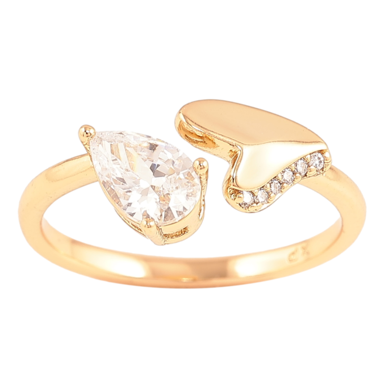 Каблучка Xuping Позолота 18K «Сердечко з кришталевою крапелькою» фото №2 Каблучка Xuping Позолота 18K «Сердечко з кришталевою крапелькою» фото №2