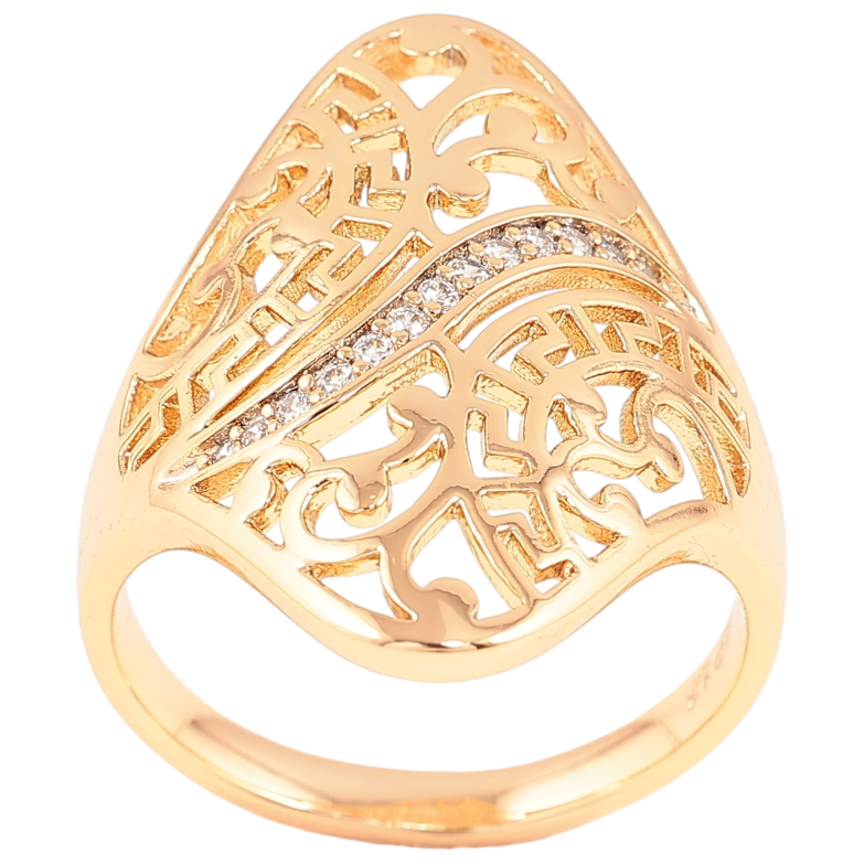 Каблучка Xuping Позолота 18K «Різьблений візерунок з доріжкою цирконію» фото №2